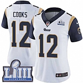 Women Nike Rams 12 Brandin Cooks White 2019 Super Bowl LIII Vapor Untouchable Limited Jersey,baseball caps,new era cap wholesale,wholesale hats